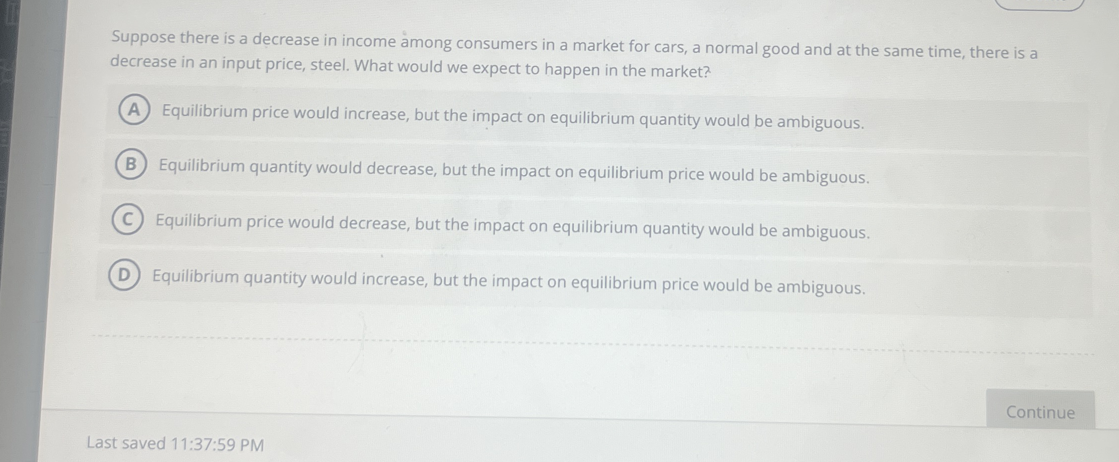 Solved Suppose there is a decrease in income among consumers | Chegg.com