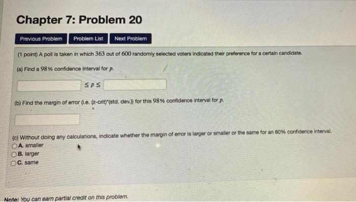 Solved Chapter 7: Problem 20 Previous Problem Problem List | Chegg.com