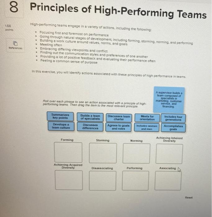 Solved 8 Principles of High-Performing Teams 166 points | Chegg.com