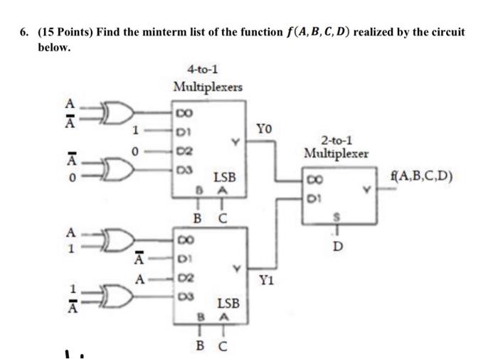 Solved 6. (15 Points) Find The Minterm List Of The Function 