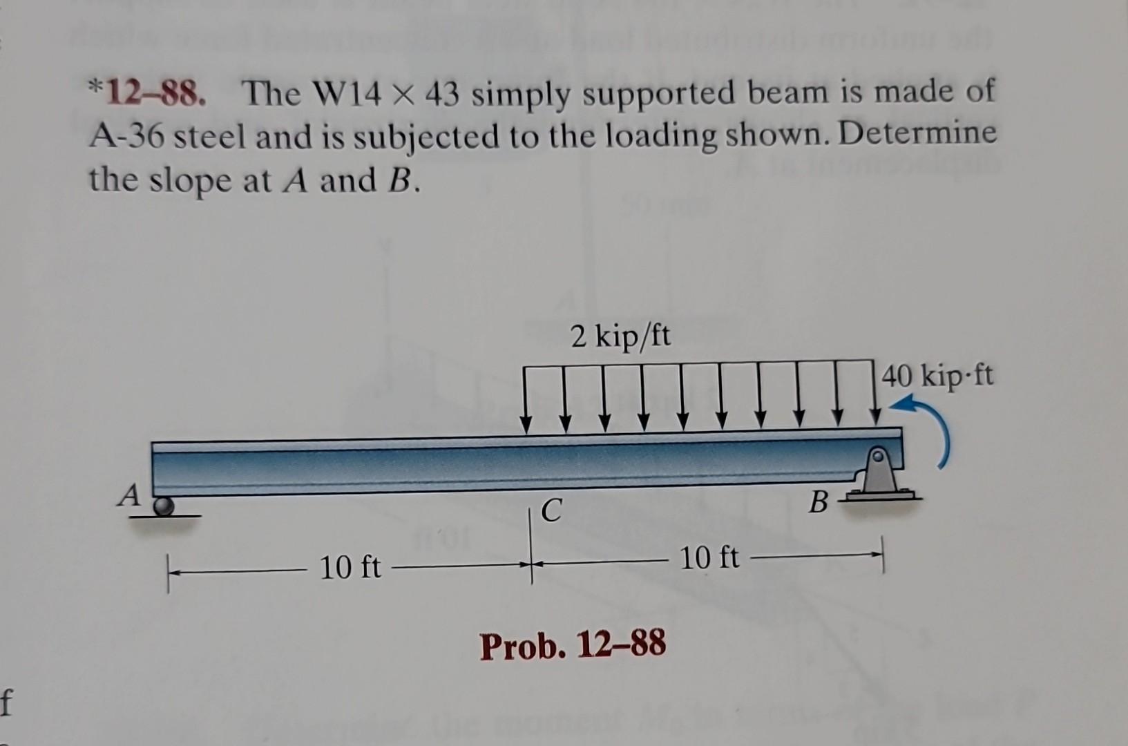 Solved *12-88. The W14 ×43 simply supported beam is made of | Chegg.com