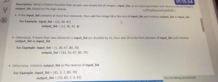 Solved 01:15:34 Description: Write a Python function that | Chegg.com
