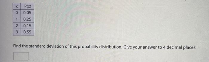 Solved Find the standard deviation of this probability | Chegg.com