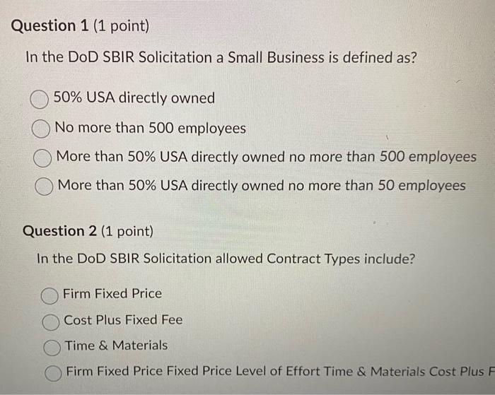 Solved In the DoD SBIR Solicitation Contract Award