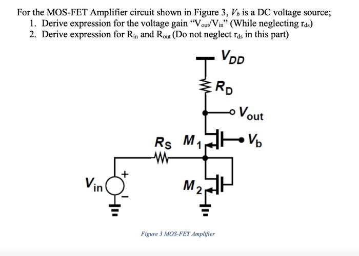 For the MOS-FET Amplifier circuit shown in Figure 3, | Chegg.com