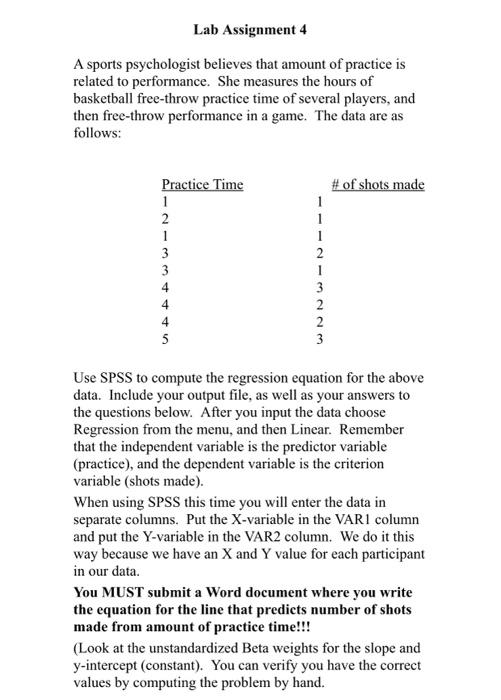 Solved Lab Assignment 4 A Sports Psychologist Believes That | Chegg.com