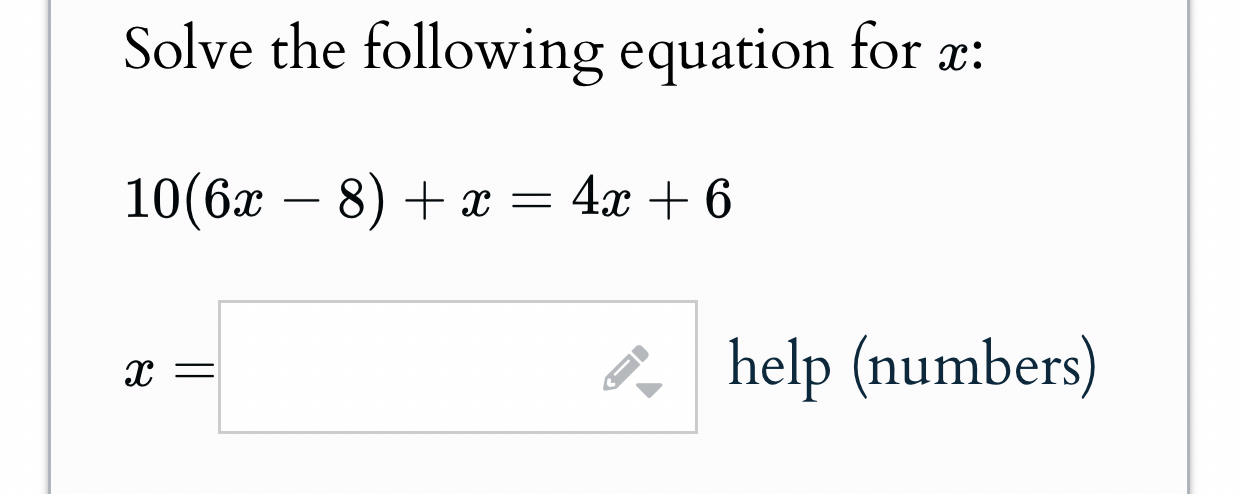 Solved Solve the following equation for x | Chegg.com
