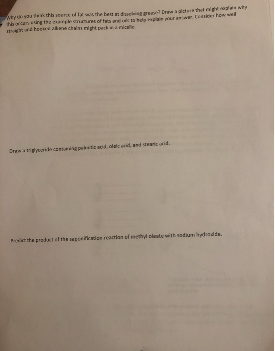 Solved Saponification Lab for the last prelab question we