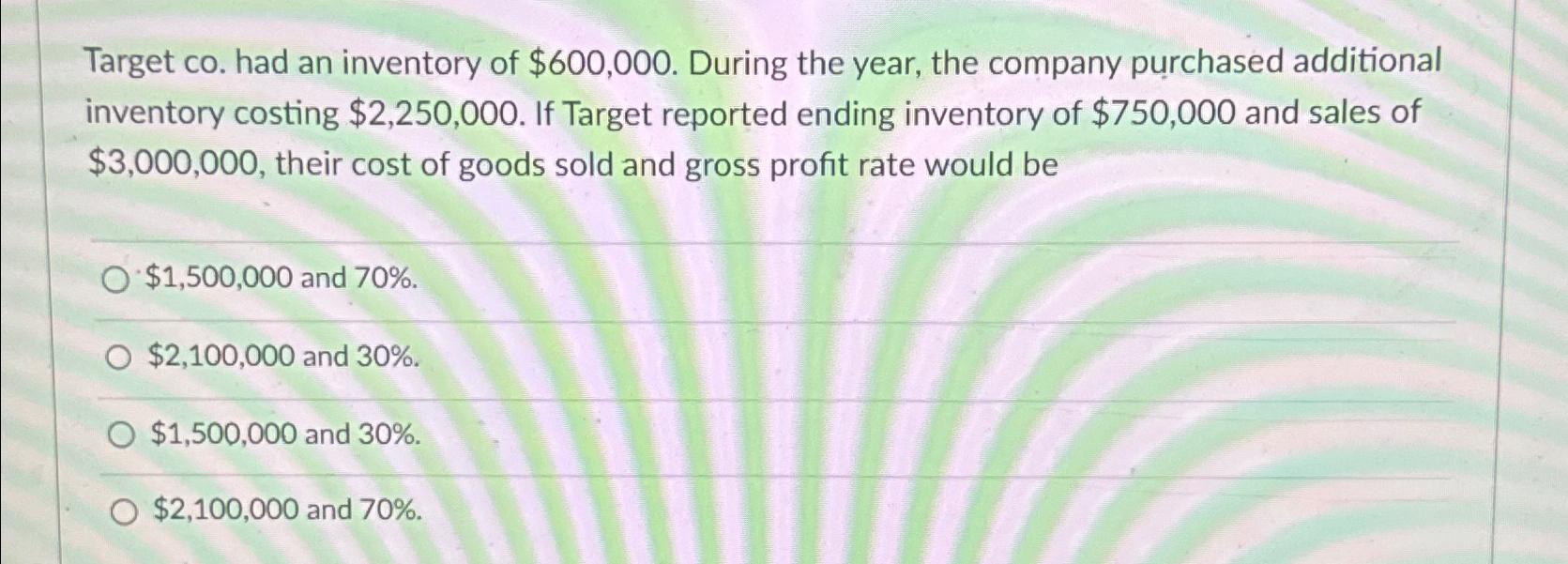 Solved Target co. had an inventory of $600,000. During the | Chegg.com