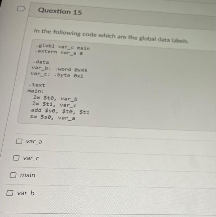 Solved In the following code which are the global data | Chegg.com