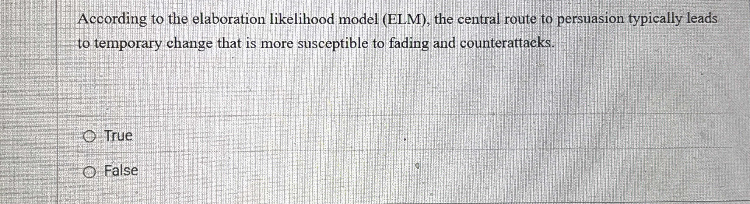 According to the elaboration likelihood model (ELM), | Chegg.com