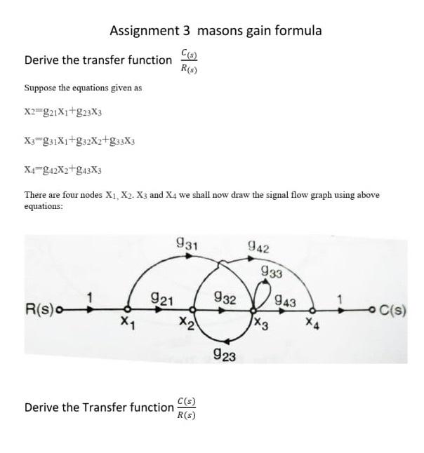Solved Assignment 3 masons gain formula Derive the transfer | Chegg.com