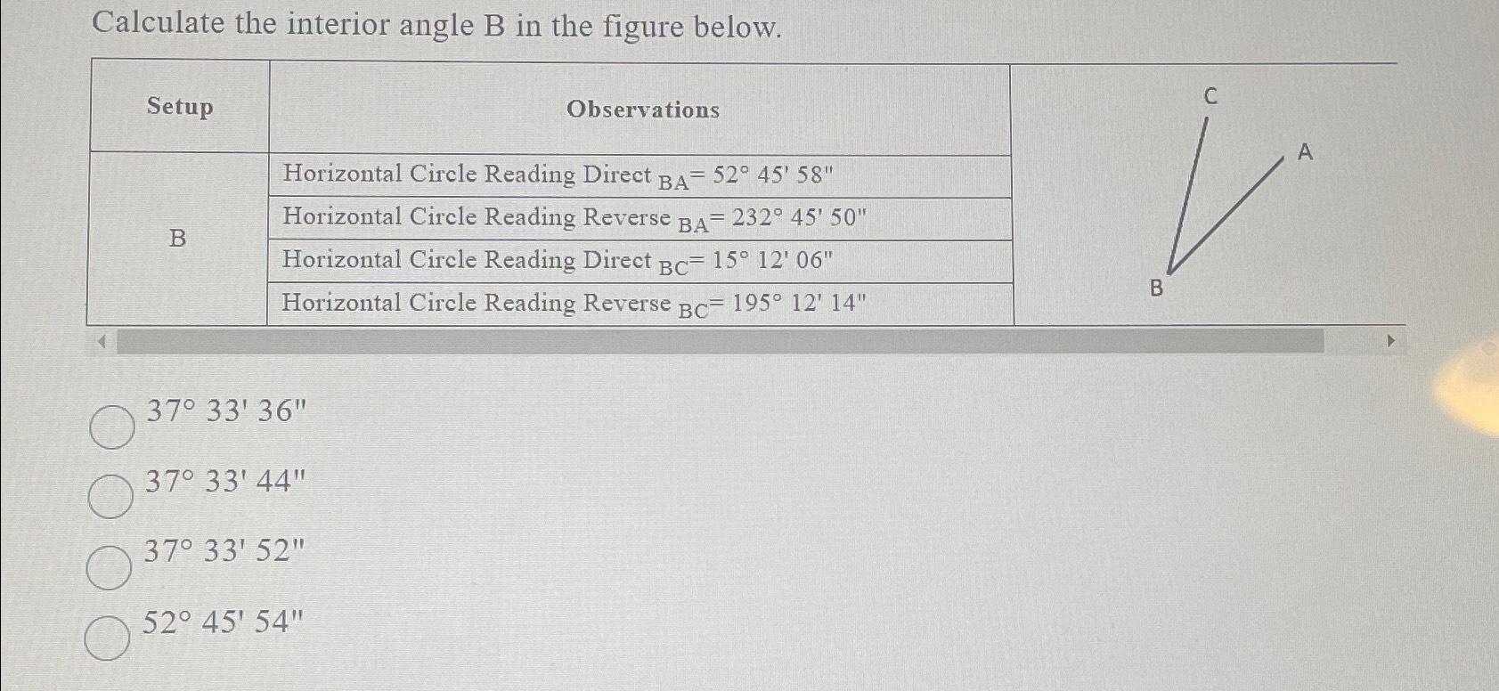 Solved Calculate the interior angle B in the figure | Chegg.com