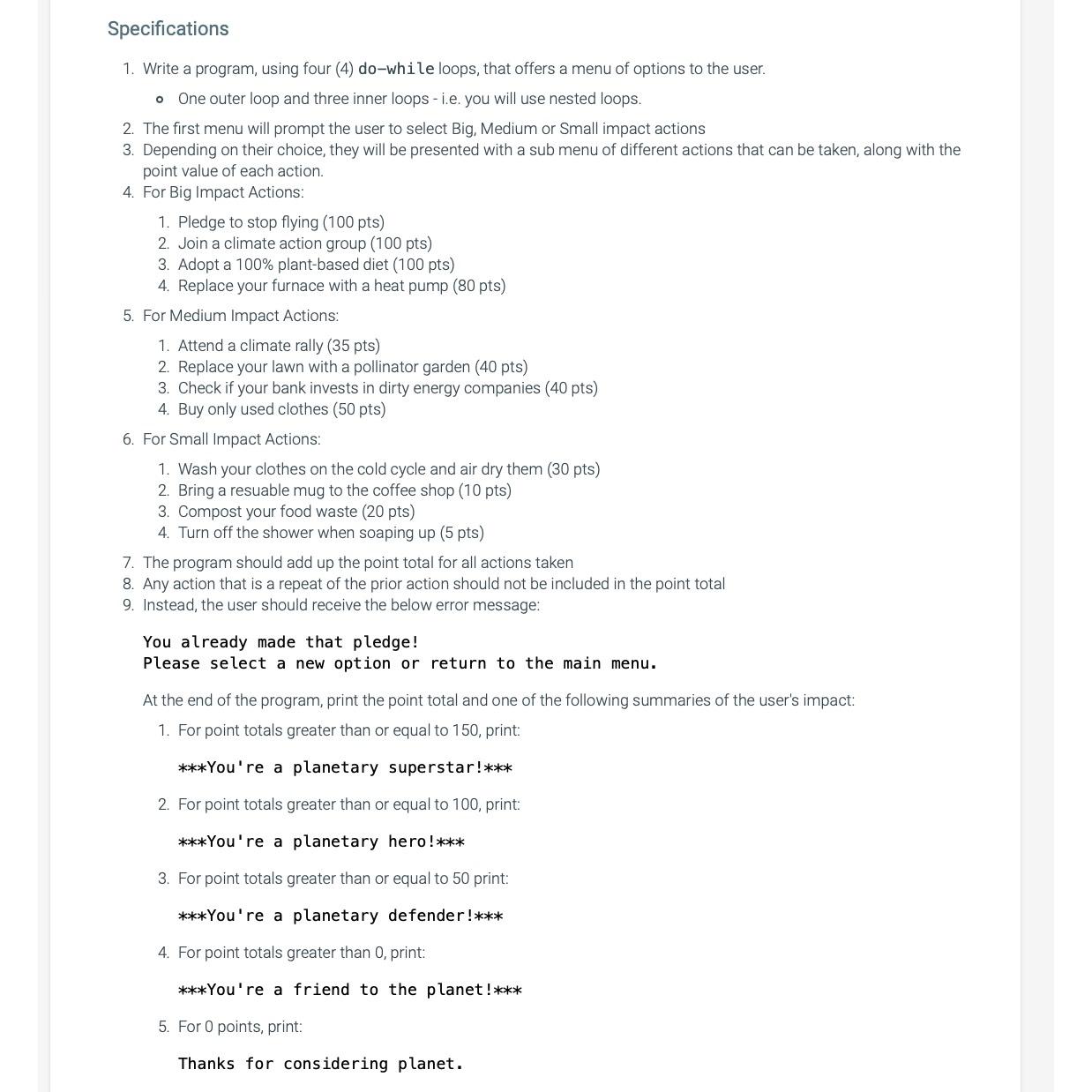 Solved Note that no use of for/ ﻿switch/ ﻿array is allowed. | Chegg.com