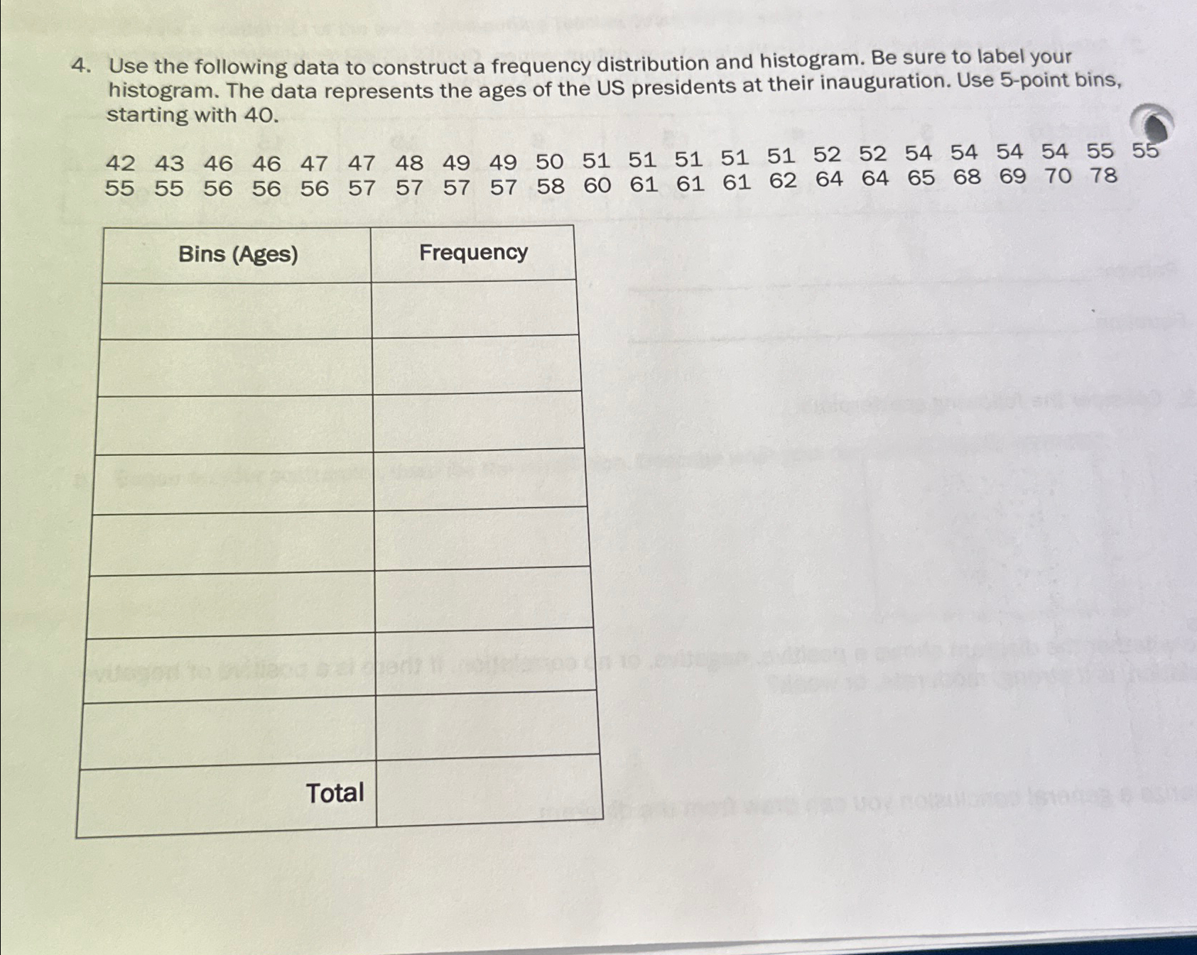 Use the following data to construct a frequency | Chegg.com