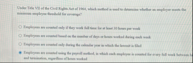 Solved Under Title VII of the Civil Rights Act of 1964, | Chegg.com