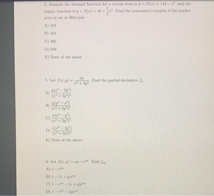 Solved 4. Suppose the demand function for a certain item is | Chegg.com