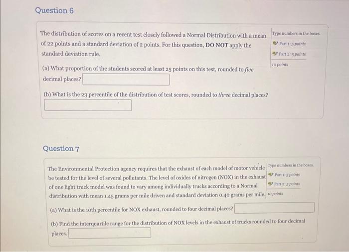 Solved The distribution of scores on a recent test closely | Chegg.com