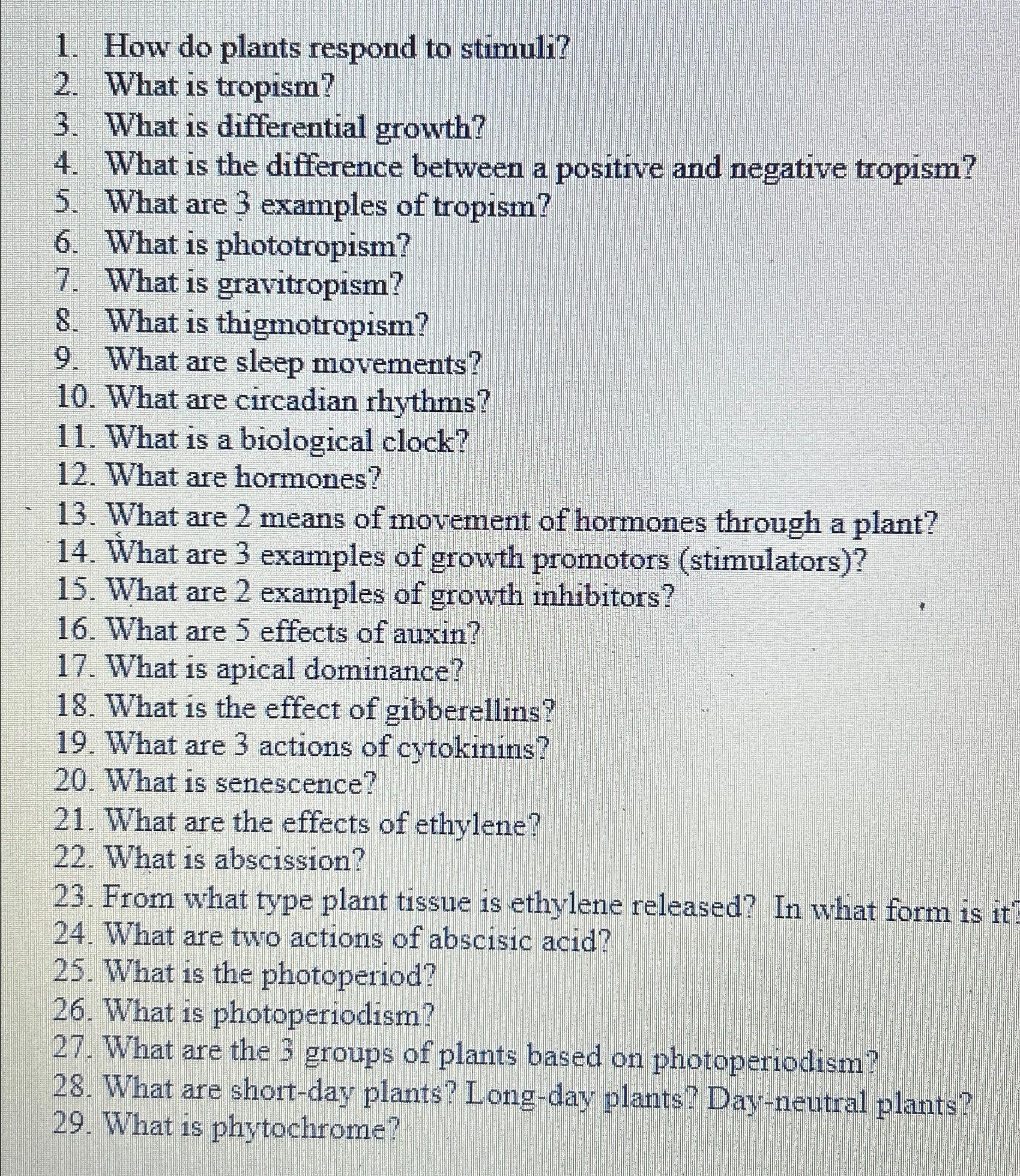 Solved How do plants respond to stimuli?What is tropism?What