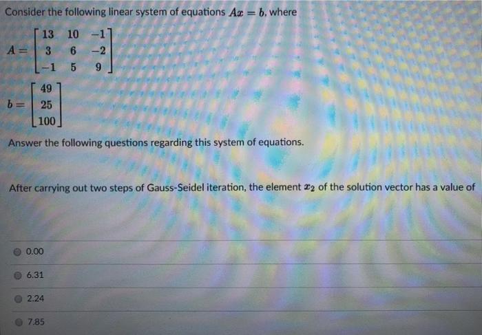 Solved Consider the following linear system of equations As | Chegg.com
