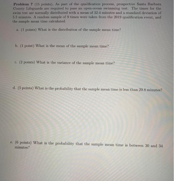 Solved Problem 7 (15 points). As part of the qualification | Chegg.com