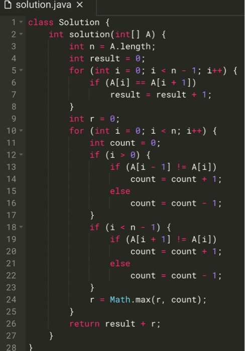 Solved } 2 O Solution.java X 1. Class Solution { 2 Int | Chegg.com