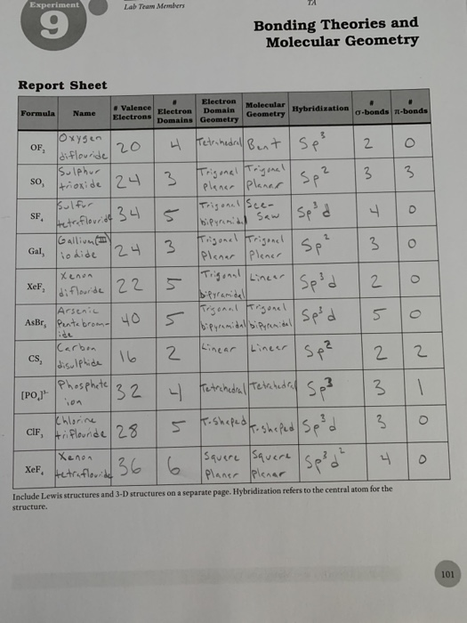 experiment 9 report sheet