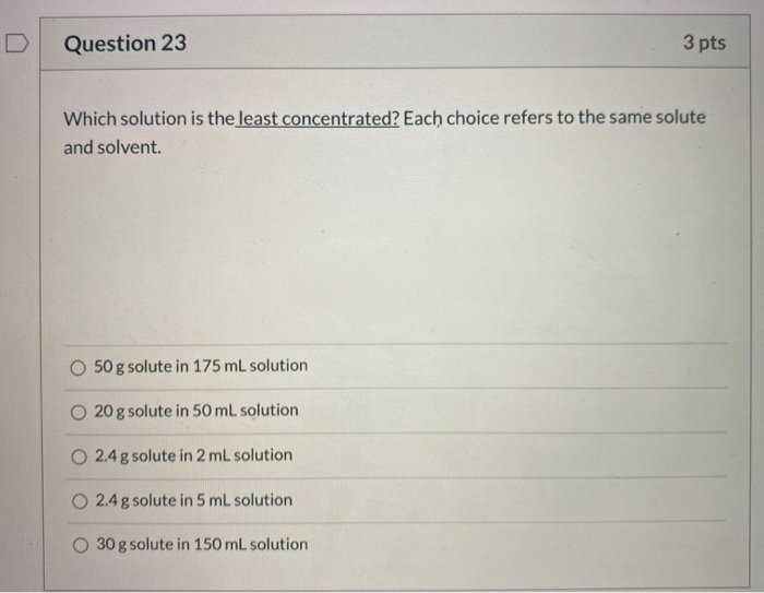 Solved question 23 3 pts which solution is the least chegg
