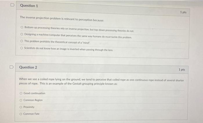 Solved Question 1 1 pts The inverse projection problem is | Chegg.com