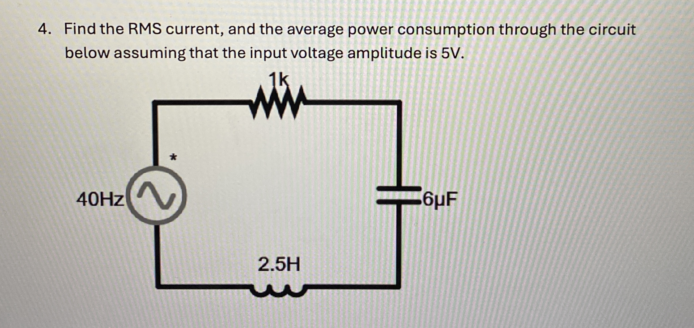 Solved Find the RMS current, and the average power | Chegg.com