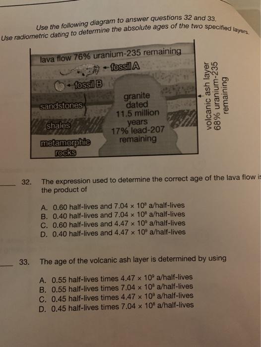 Use Radiometric Dating To Determine The Absolute Ages Chegg Com