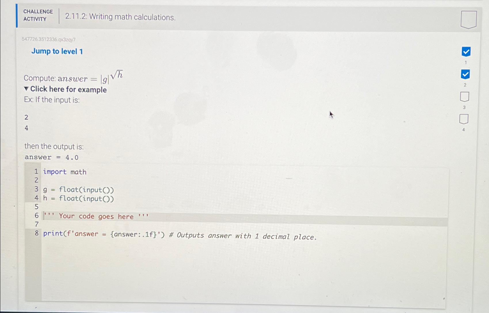 Solved CHALLENGEACTIVITY2.11.2: Writing math | Chegg.com