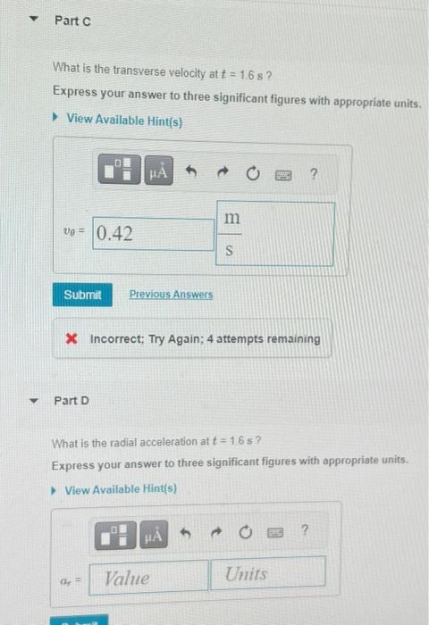 Solved Learning Goal: To calculate the radial and transverse | Chegg.com
