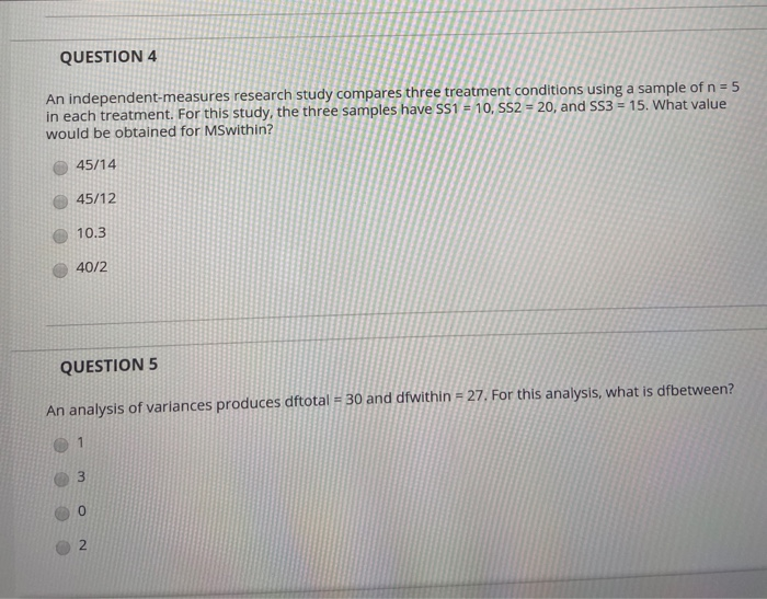 Solved QUESTION 1 A researcher conducts a repeated-measures | Chegg.com