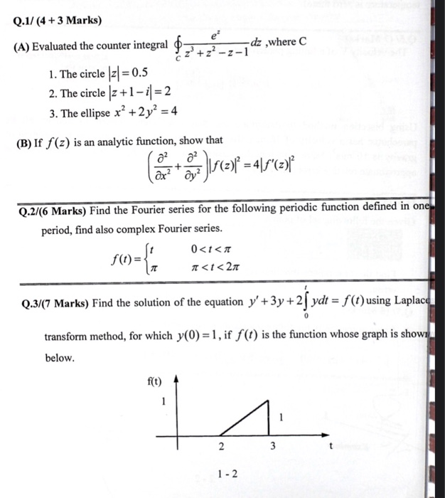 Solved Q 1 4 3 Marks A Evaluated The Counter Integr Chegg Com