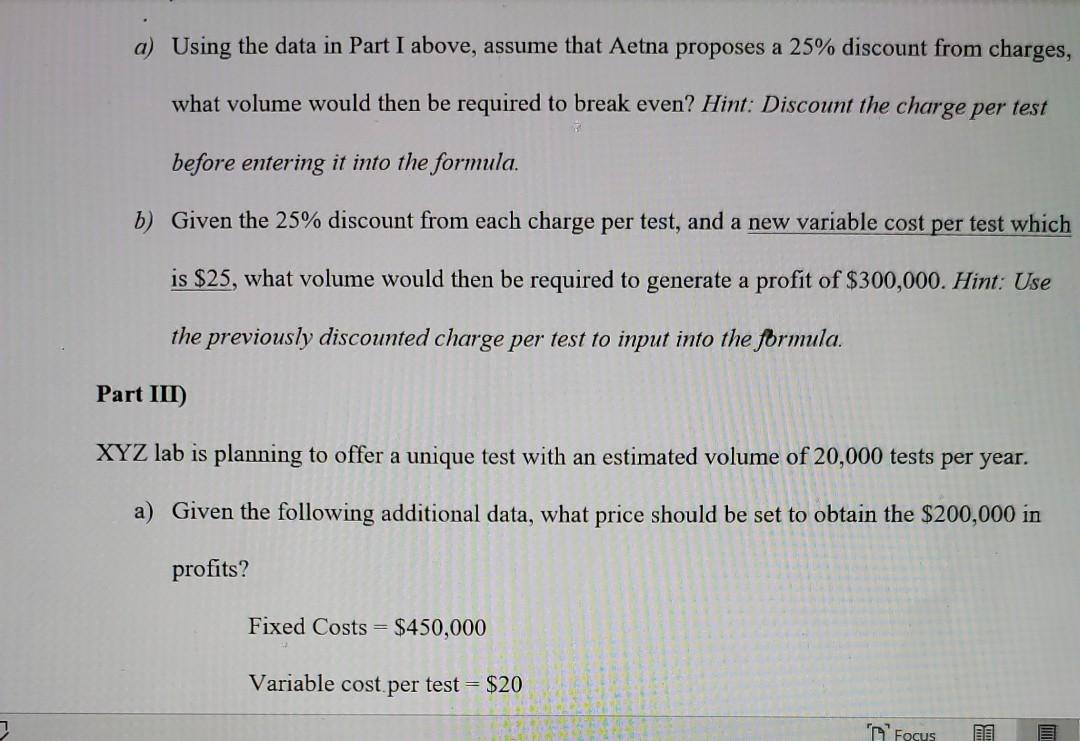 Solved Use The Breakeven Formula To Calculate Part 1