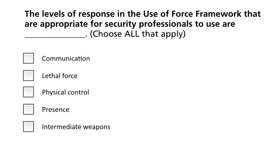 Solved The levels of response in the Use of Force Framework | Chegg.com