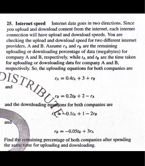 Solved 25. Internet speed Internet data goes in two | Chegg.com