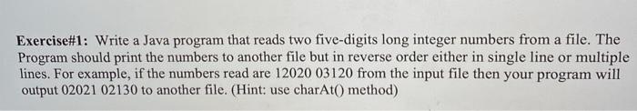 Solved Exercise#1: Write a Java program that reads two | Chegg.com