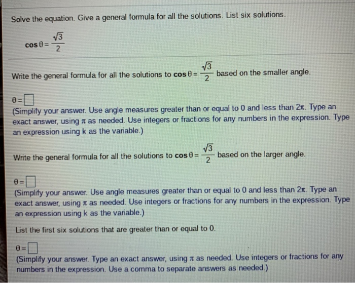Solved Solve the equation. Give a general formula for all | Chegg.com