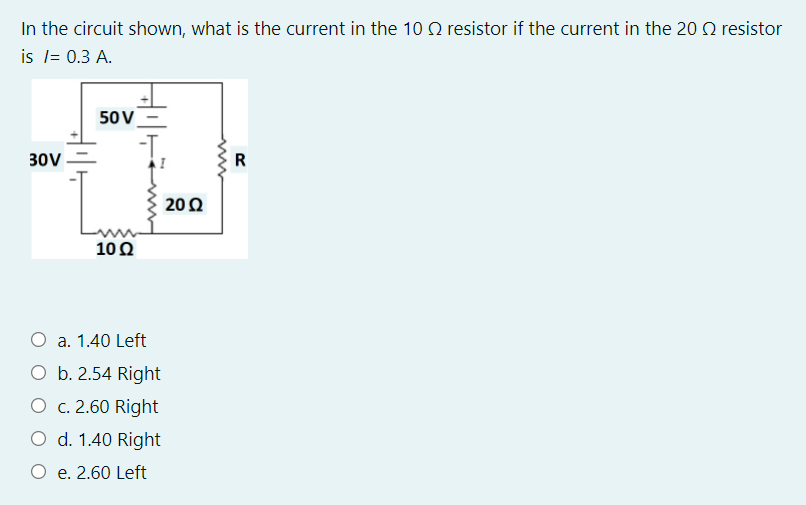 Solved In the circuit shown, what is the current in the 10 | Chegg.com