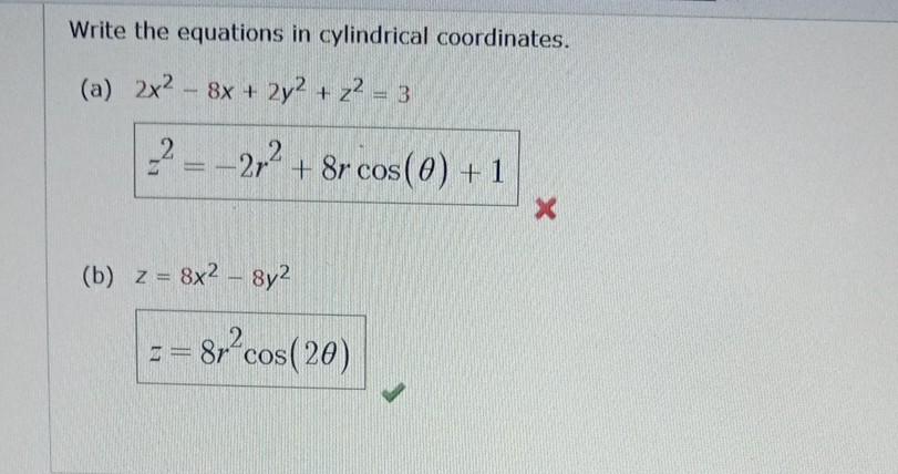 Solved Write the equations in cylindrical coordinates. (a) | Chegg.com