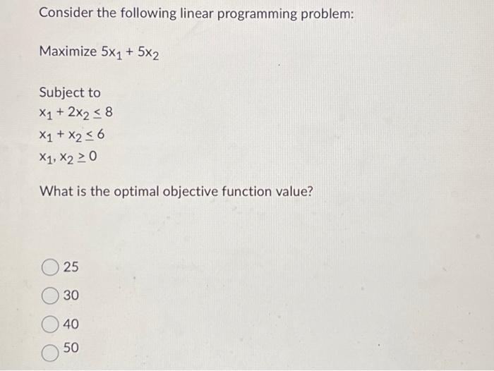 Solved Consider the following linear programming problem: | Chegg.com