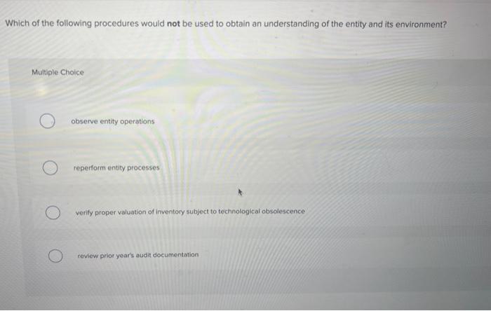 Solved Which of the following procedures would not be used | Chegg.com