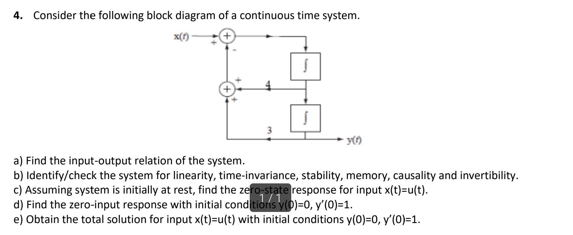 Solved 4. Consider the following block diagram of a | Chegg.com