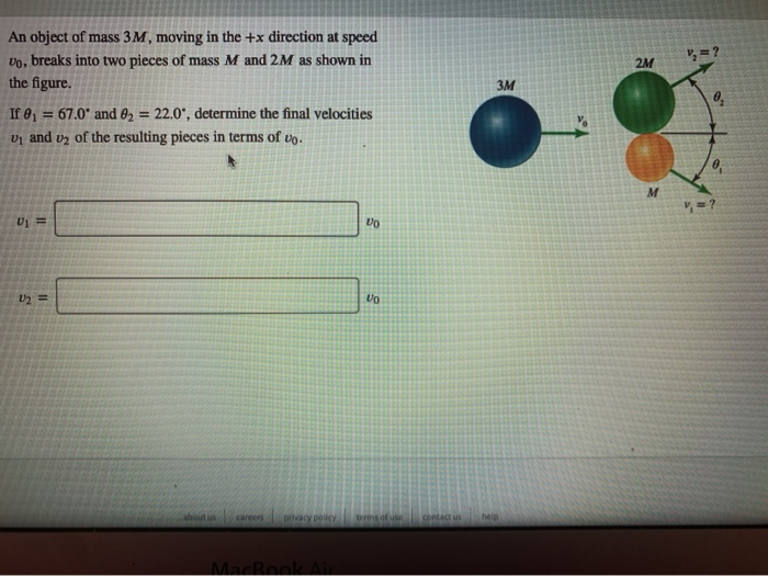 Solved =2 2M An object of mass 3M, moving in the +x | Chegg.com