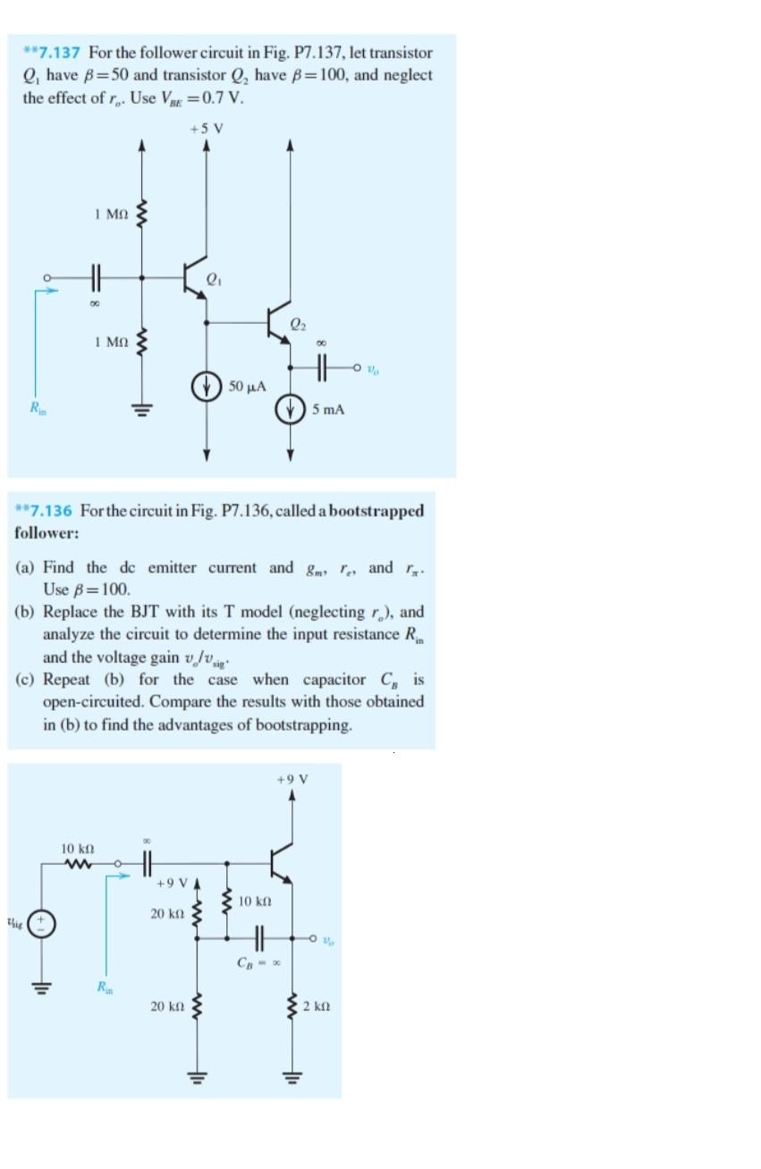 Solved 7 137 For The Follower Circuit In Fig P7 137 L Chegg Com