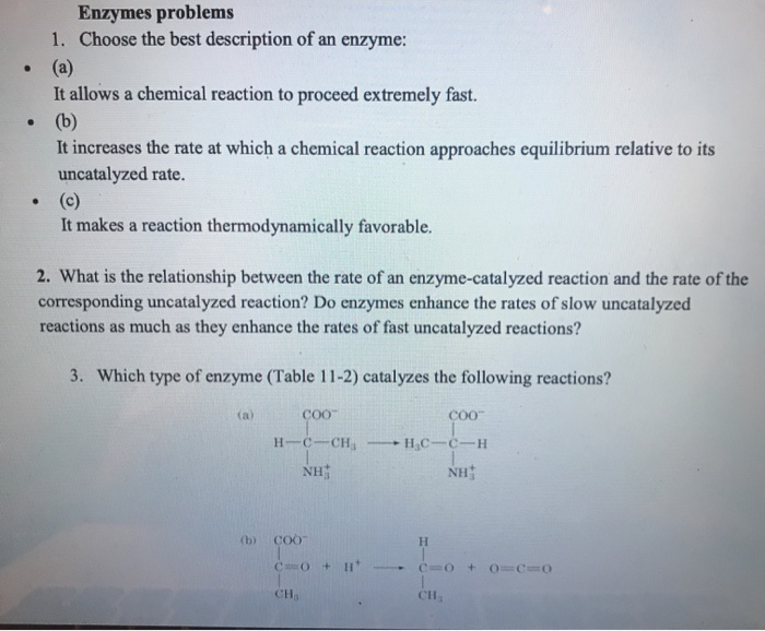 Solved Enzymes Problems 1. Choose The Best Description Of An | Chegg.com Solved Enzymes Problems 1. Choose The Best Description Of An | Chegg.com