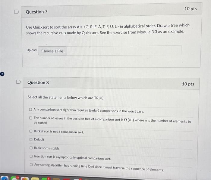 Solved Use Quicksort To Sort The Array A= G,R,E,A,T,F,U,L | Chegg.com