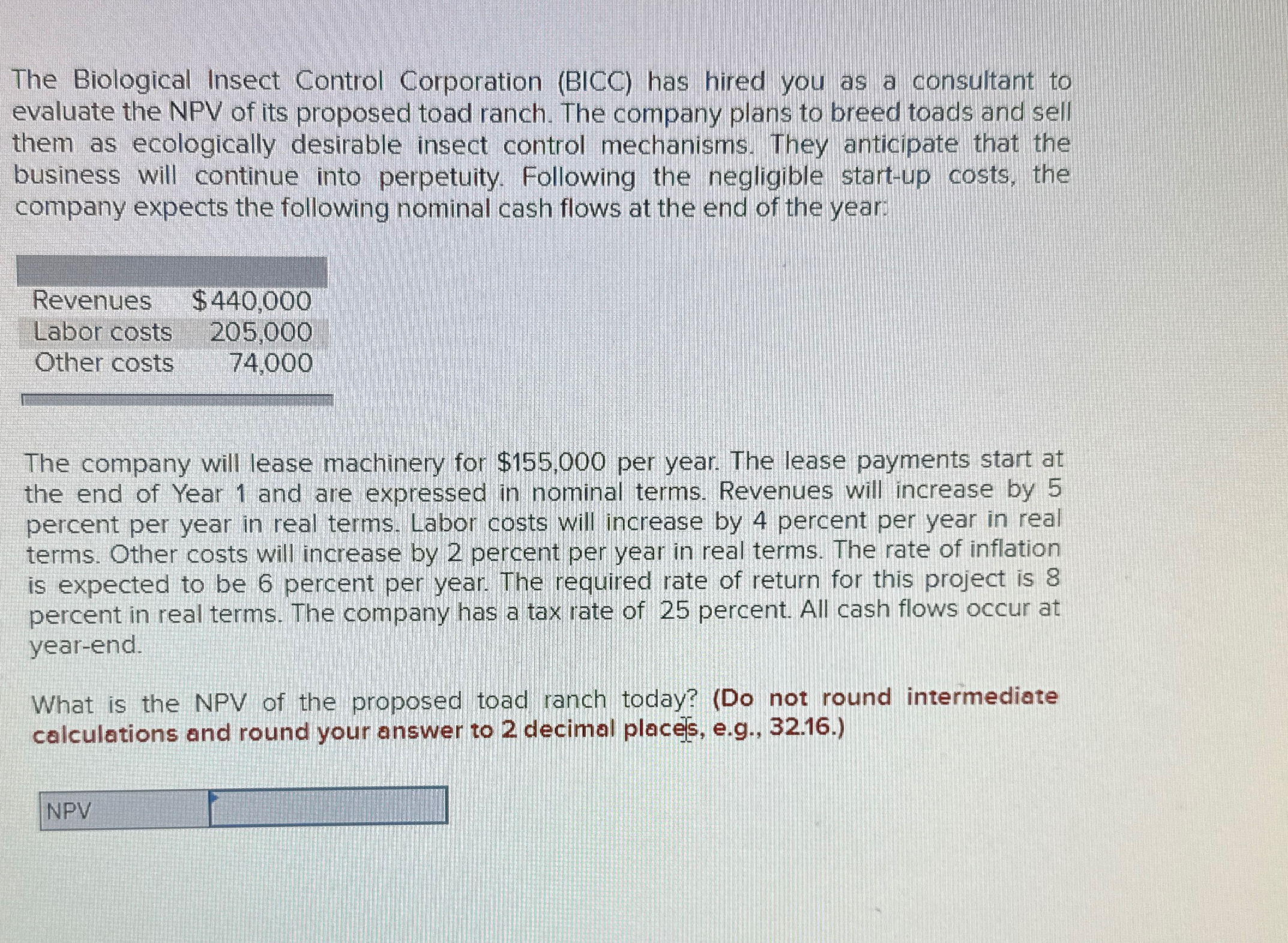 Solved The Biological Insect Control Corporation (BICC) ﻿has | Chegg.com